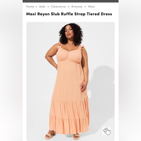 Torrid Peach Maxi Rayon Slub Ruffle Strap Tiered Dress - Picture 1 of 6